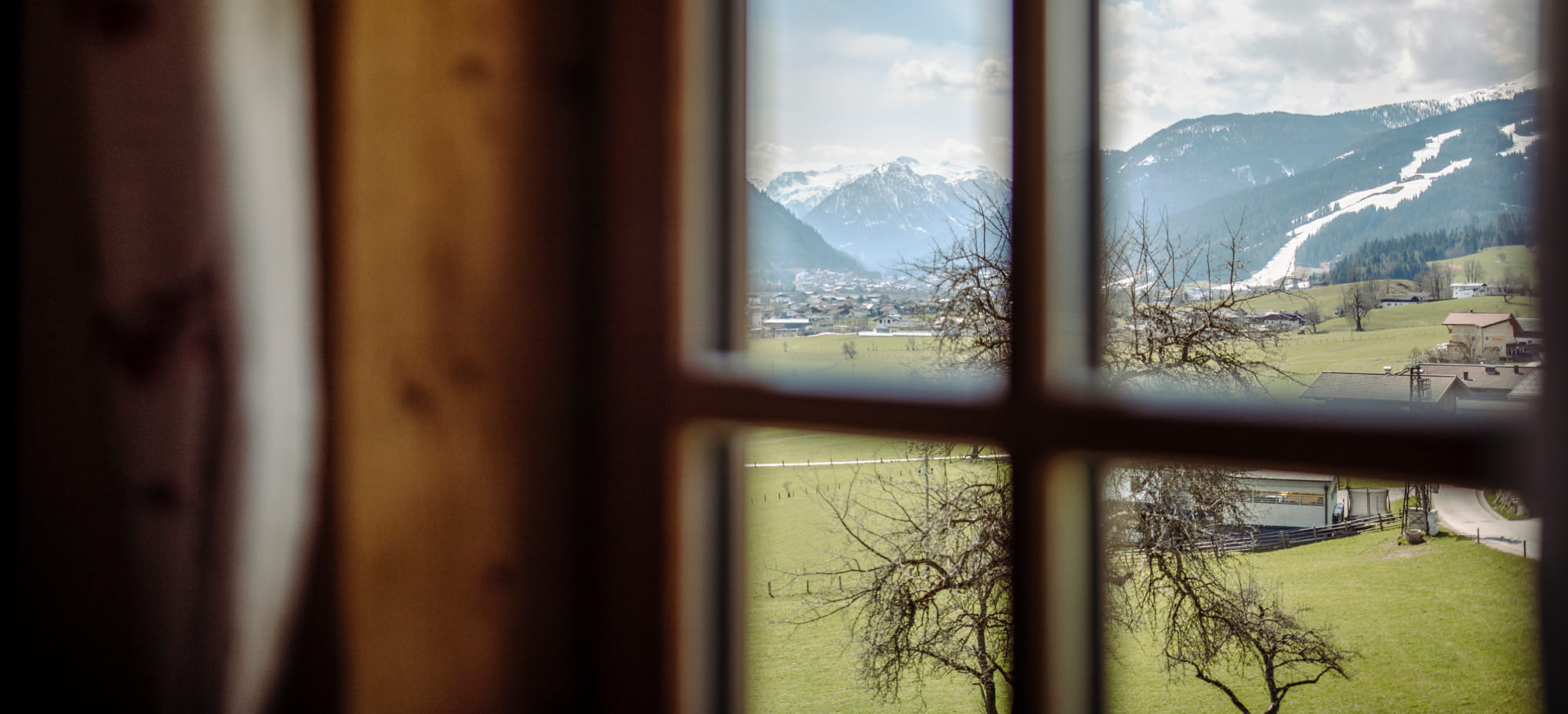 Ausblick aus dem Fenster am Unterbichl Hof in Flachau, Salzburger Land